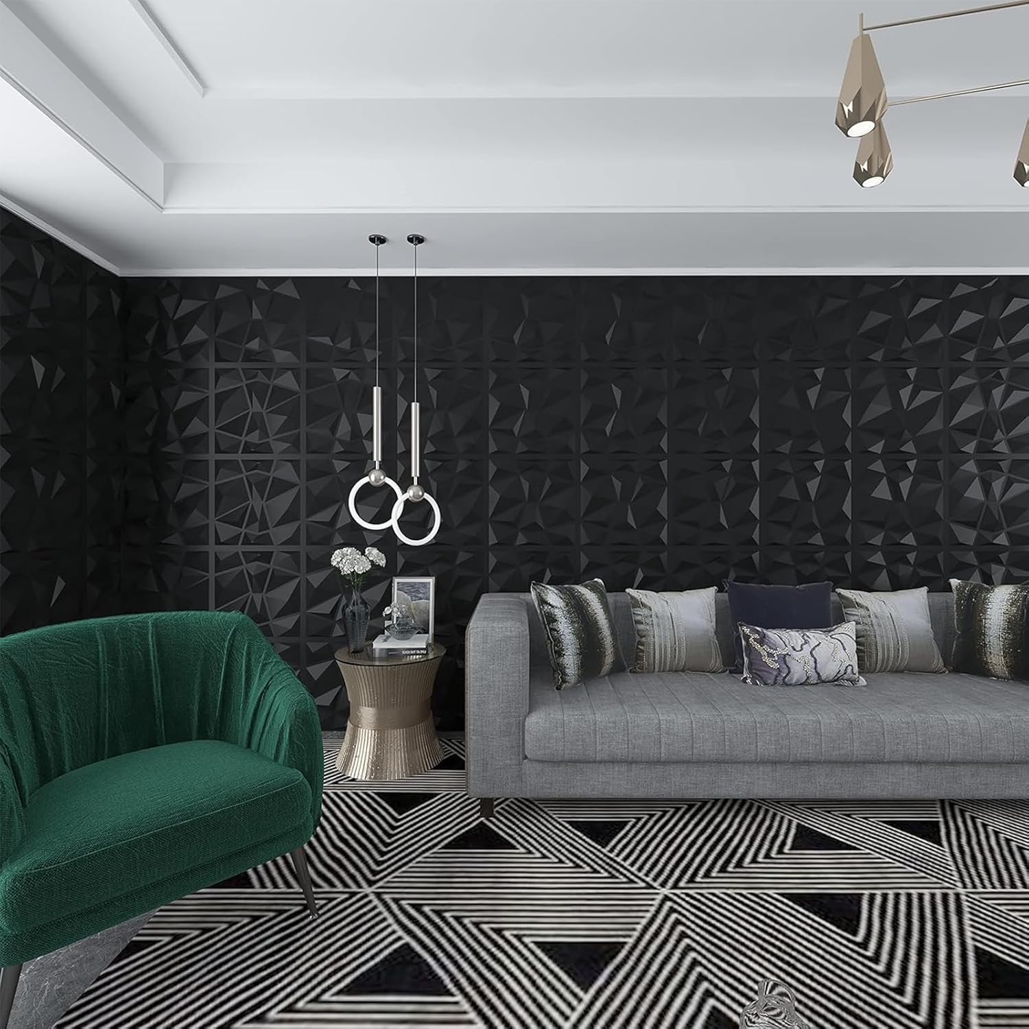 10 Tiles 3D Wall Panels 12×12 PVC Textured Accent Wall Diamond Design Wall Decor