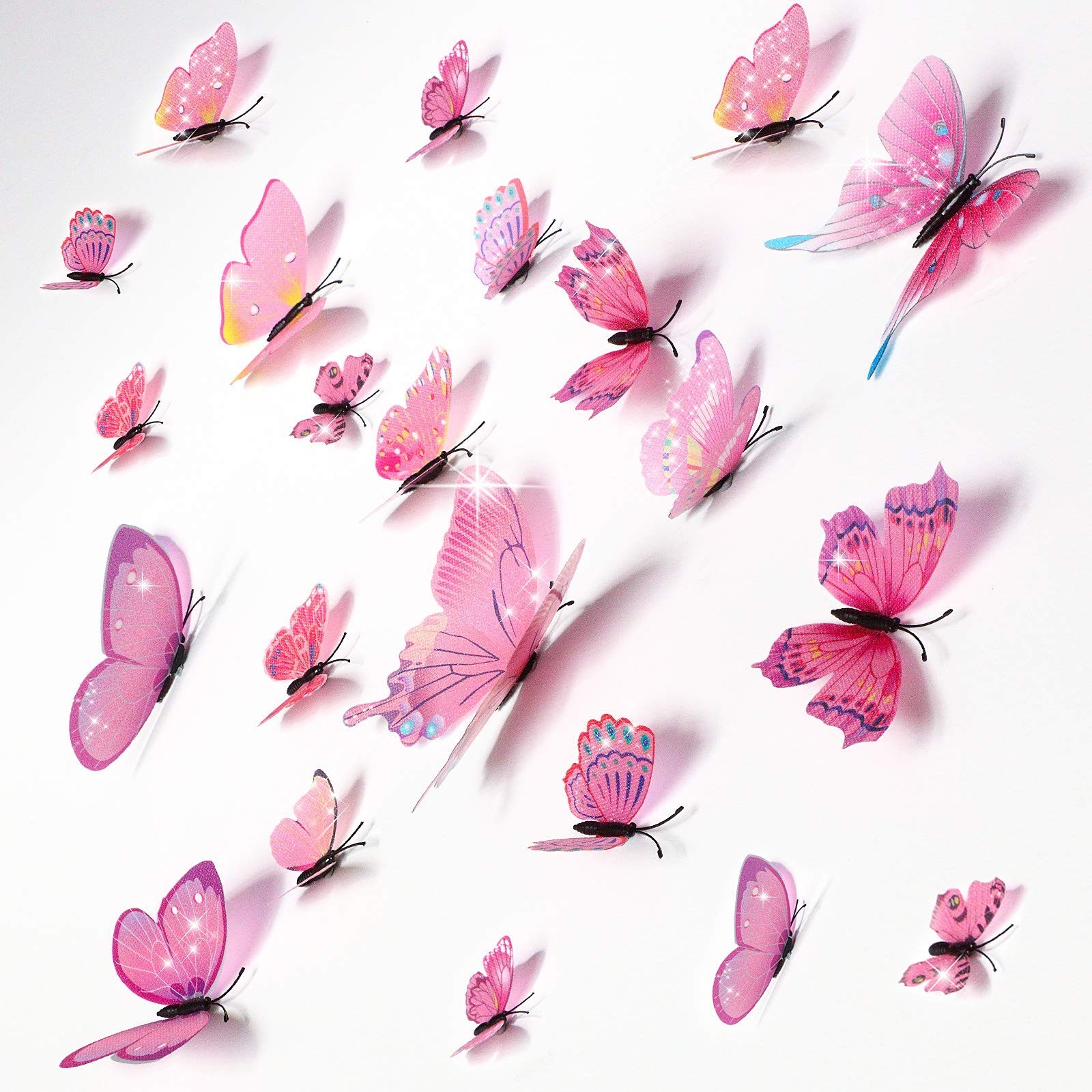 48 Pcs 3D Glitter Butterfly Wall Stickers – Removable Decals for Home, Office &