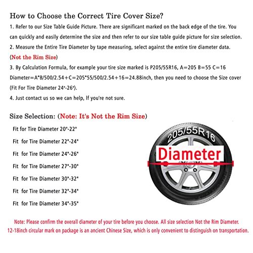 Spare Tire Cover Thickening Leather Universal Fit For Tire Cover Size 20-35 inch
