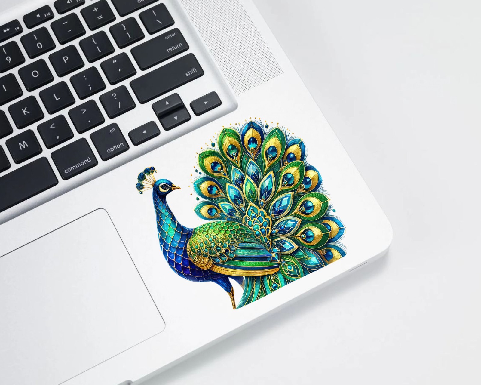 Art Deco Peacock UV DTF Transparent Sticker / Decal
