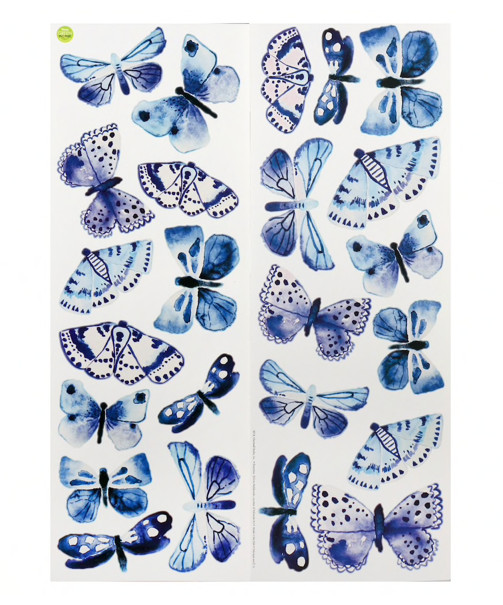 Main Street Blue Butterflies Wall Art Decal Stickers Peel & Stick Girls Room