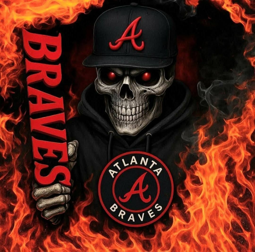 Braves Skull Fan Sticker Decal Laptop Wall Mirror Cup Tumblr Locker Bin
