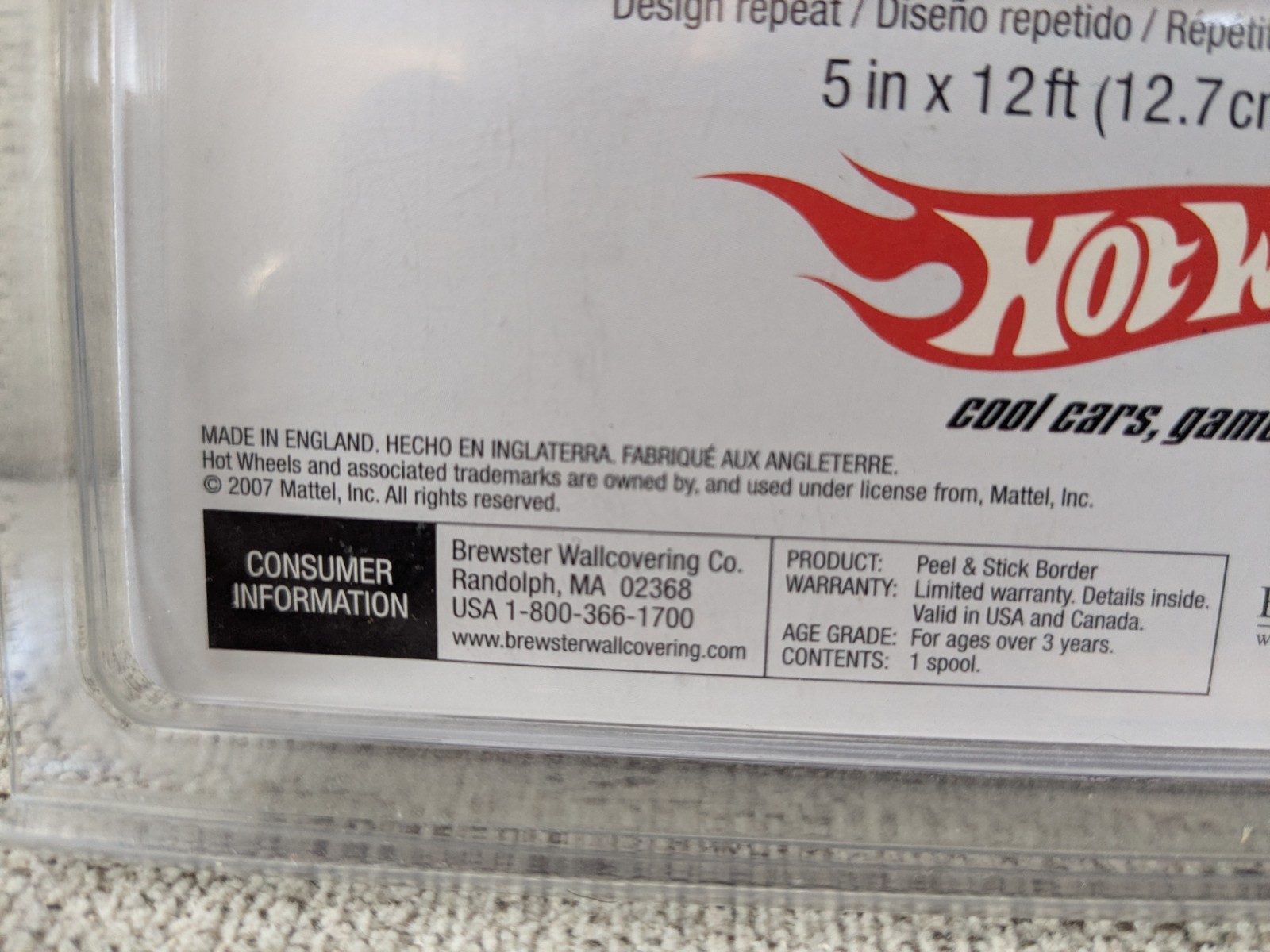 2 Hot Wheels MADFAST 2007 Peel & Stick Border Wall Decoration 5" x 12' NIB NOS