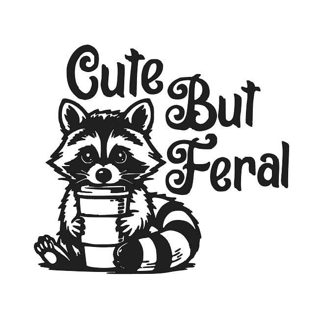 Cute But Feral Raccoon Vinyl Decal Sticker -Multiple Colors & Sizes- SHIPS FREE!
