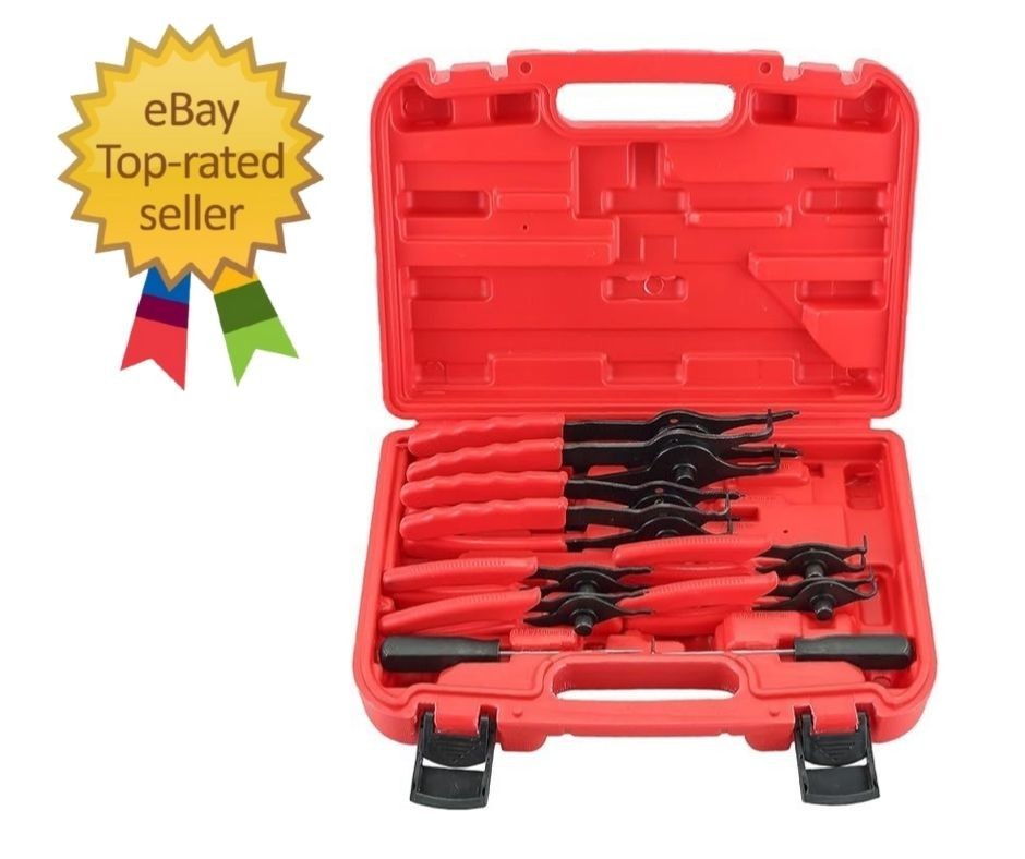 Snap Ring Plier Set 11PCS Straight & Bent Retaining Ring Pliers w/Hook & Pick He