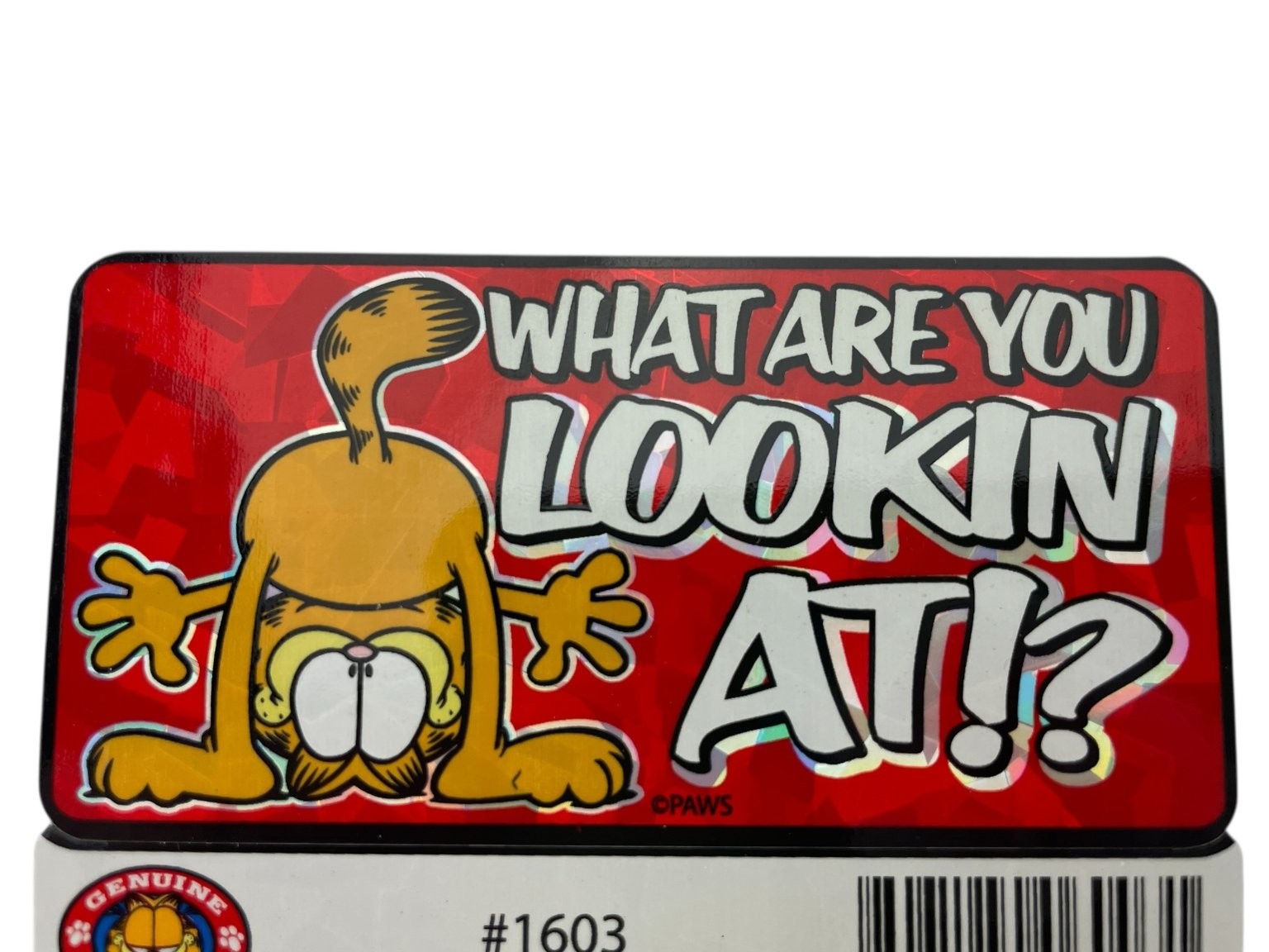 Garfield Funny Cat Sticker What Are You Lookin At Sandstone 1603 Vintage 3.5×2"