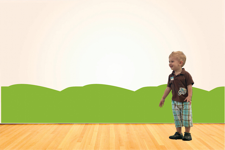 Personalized Green Grass Room Sticker or Blue Ocean Waves For Kids Room, b40