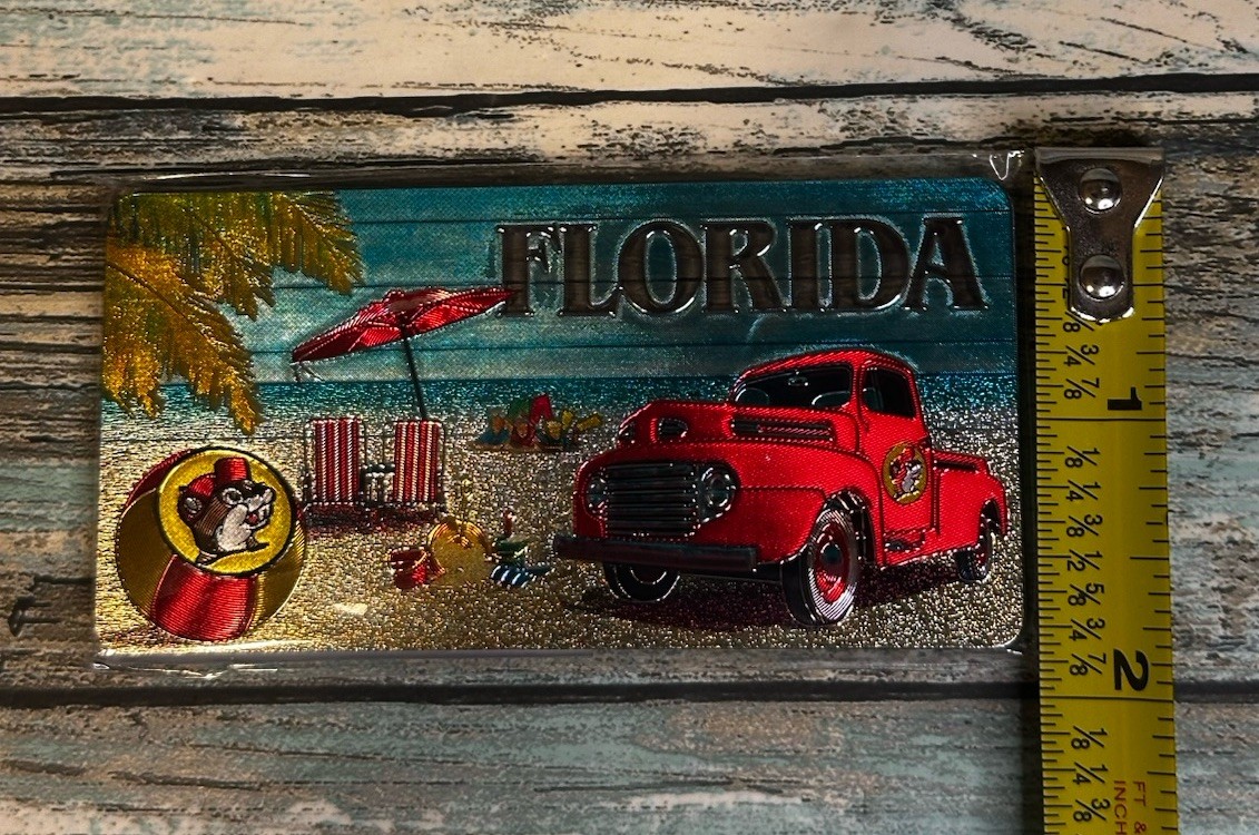 NEW Buc-ee's Florida Beach License Plate Beaver Believer ☀️ DOUBLE-SIDED Magnet