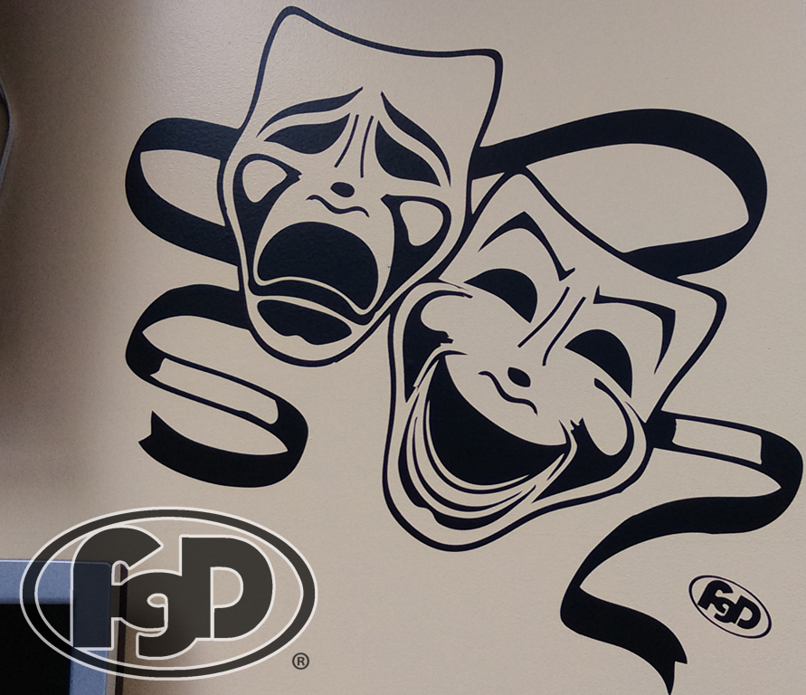 FGD Theatre Masks Tragedy and Comedy Vinyl Wall Decal 20" x 29"