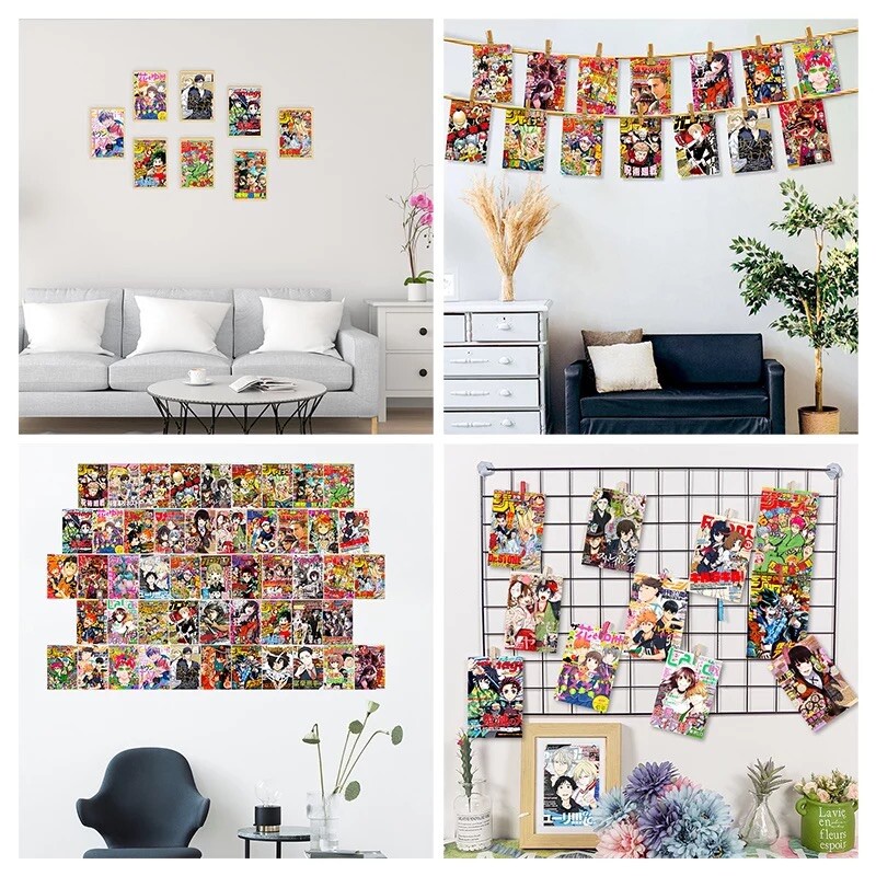 50Pcs Anime Magazine Covers Aesthetic Wall Collage Kit Manga Art Decoration