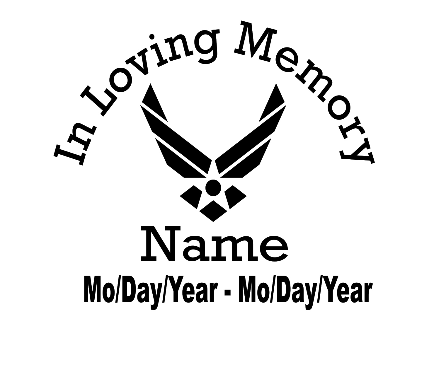 In Loving Memory Air Force Decal Window Sticker Personalized