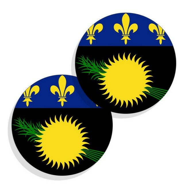 Guadelupe Flag Stickers Flag Decals Vinyl Round Indoor Outdoor Circles 4 pack