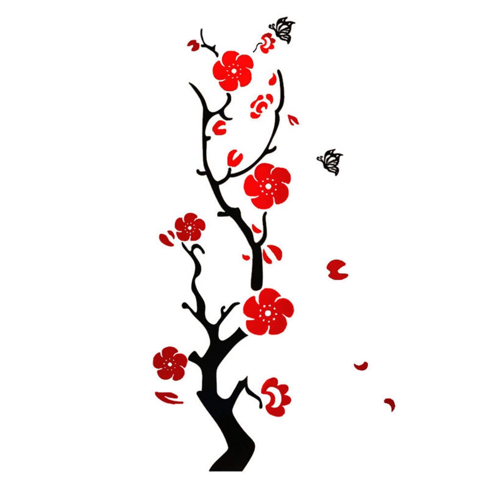 Plum Blossom Wall Stickers 3D Floral Mural Waterproof Acrylic Porch Decoration