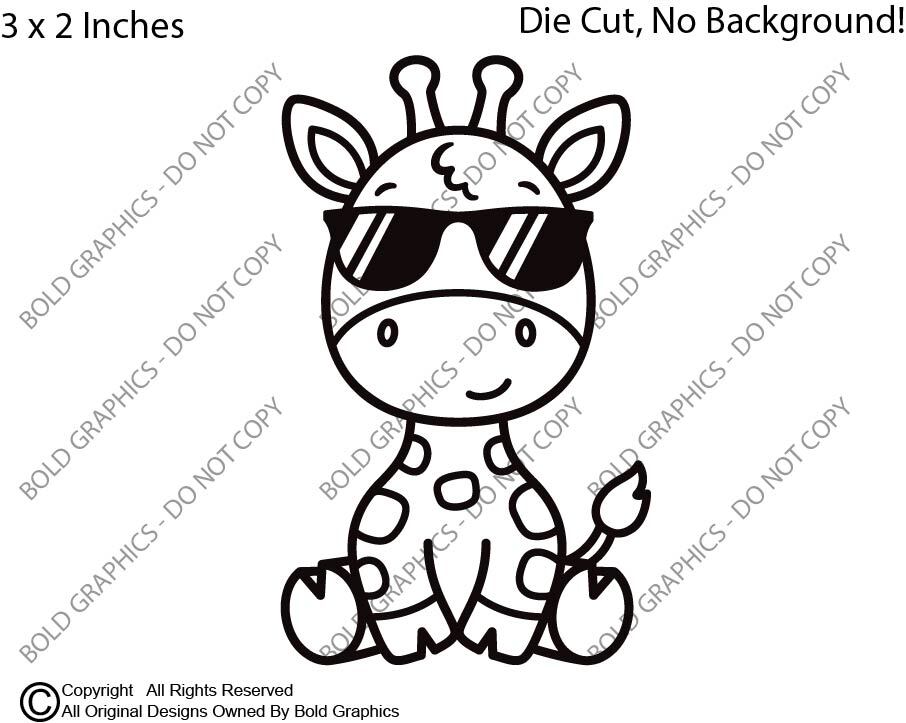 3" Baby Giraffe Sunglasses Zoo Decal Vinyl Sticker Friendly Wild Animals Pals