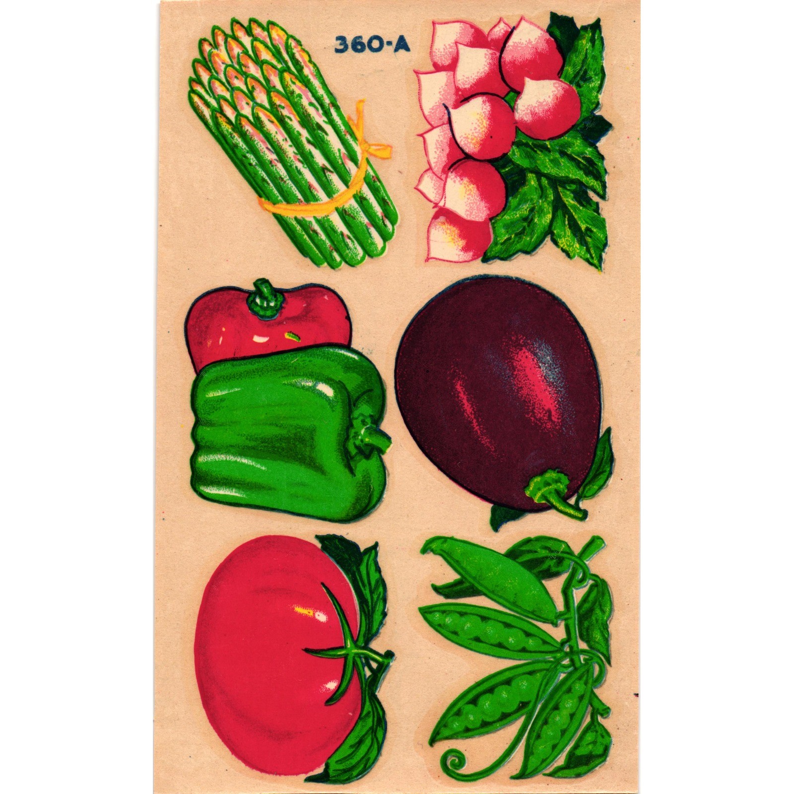Vintage Meyercord Vegetable Decal Sheet 360-A Kitchen Canister Labels MCM
