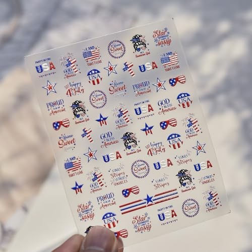4th of July Nail Stickers 5D Embossed American Flag Star