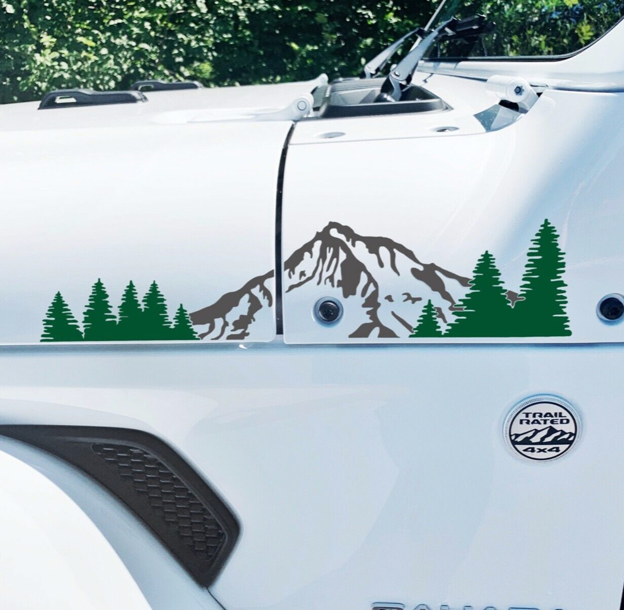 Mountain and Trees 2 Color Decal for Hood Jeep Wrangler JL & Gladiator JT 2018+