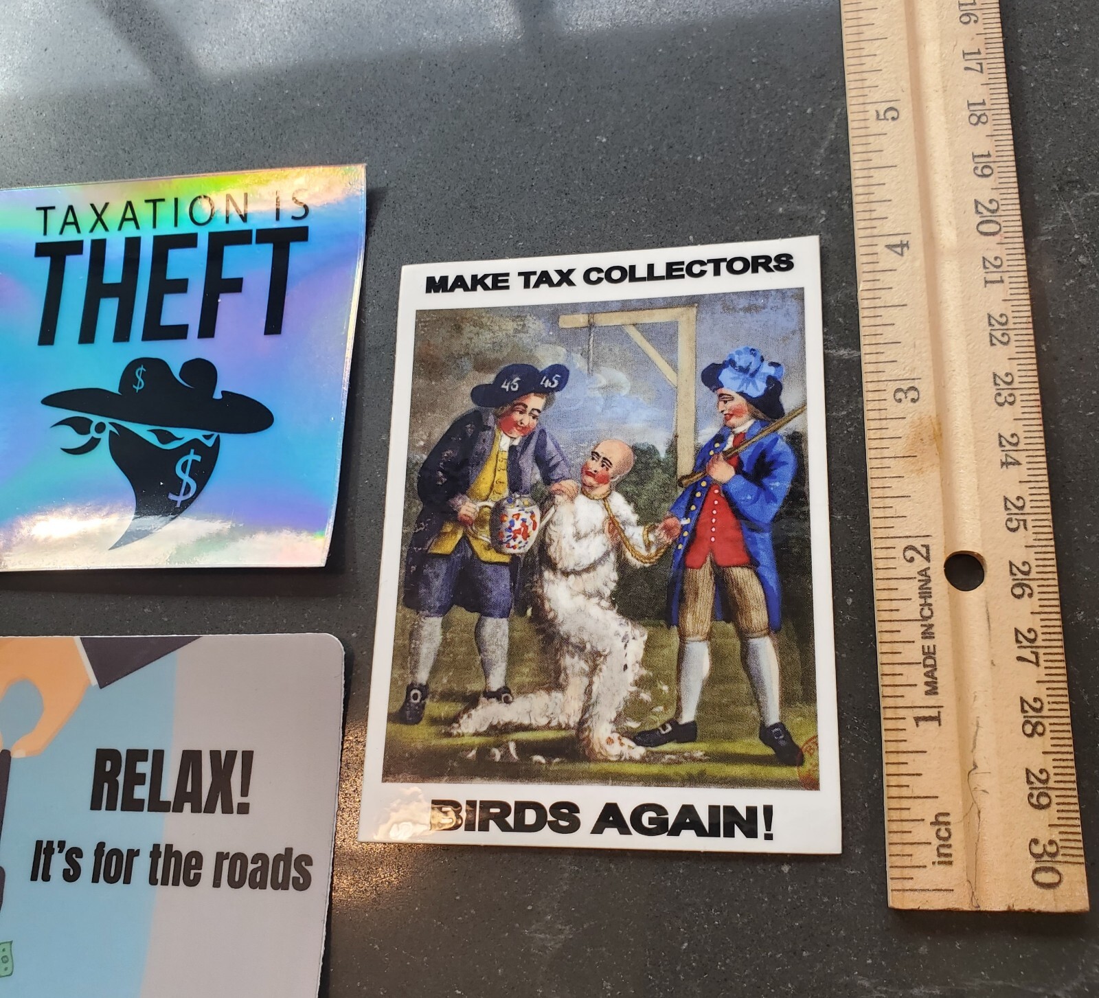 RELAX ITS FOR THE ROADS TAXATION IS THEFT STICKERS (5) 5 YEAR WARRANTY