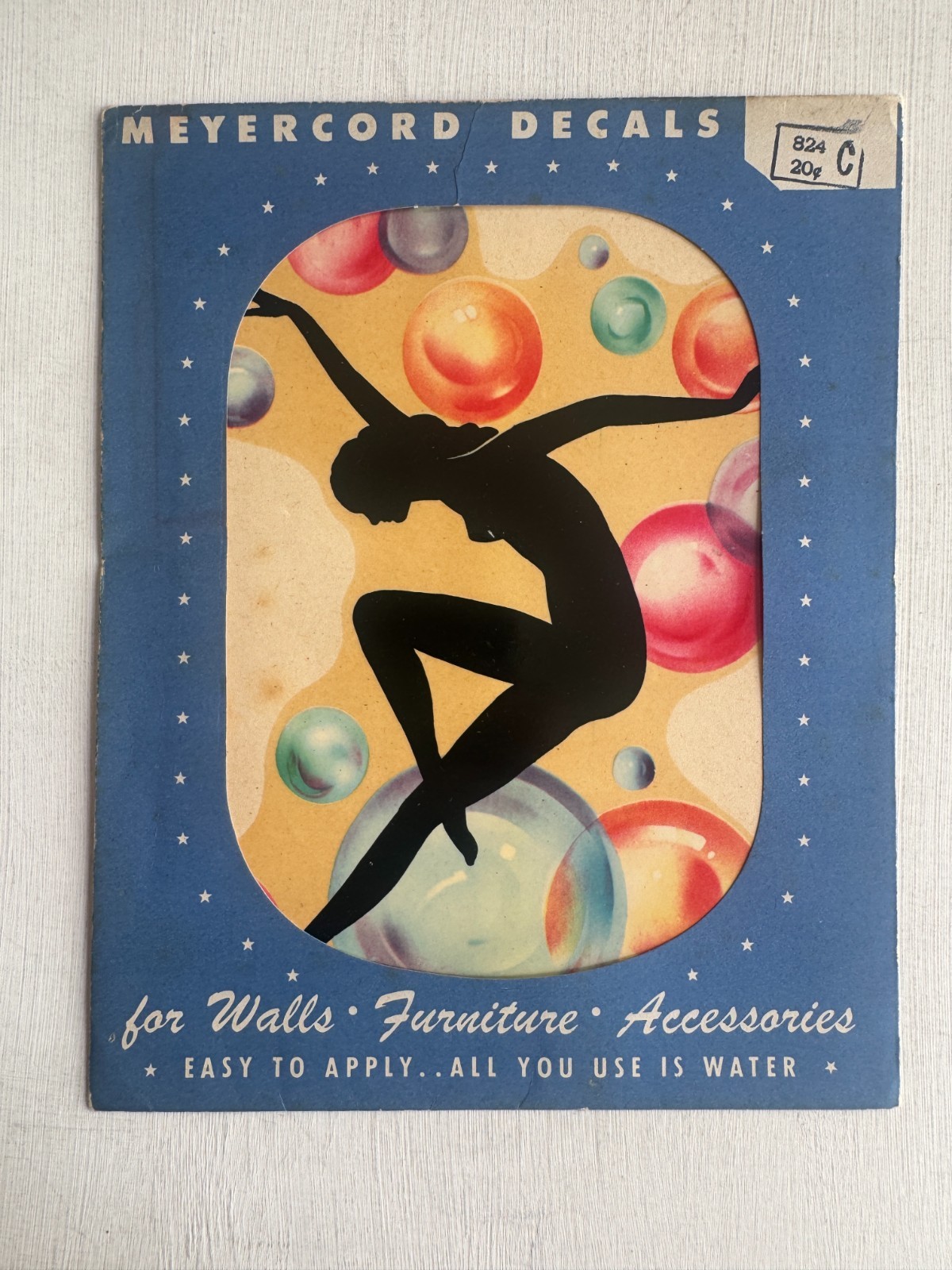 Vintage Meyercord Decal #824-C Silhouette of Pinup Girl w/ Bubbles
