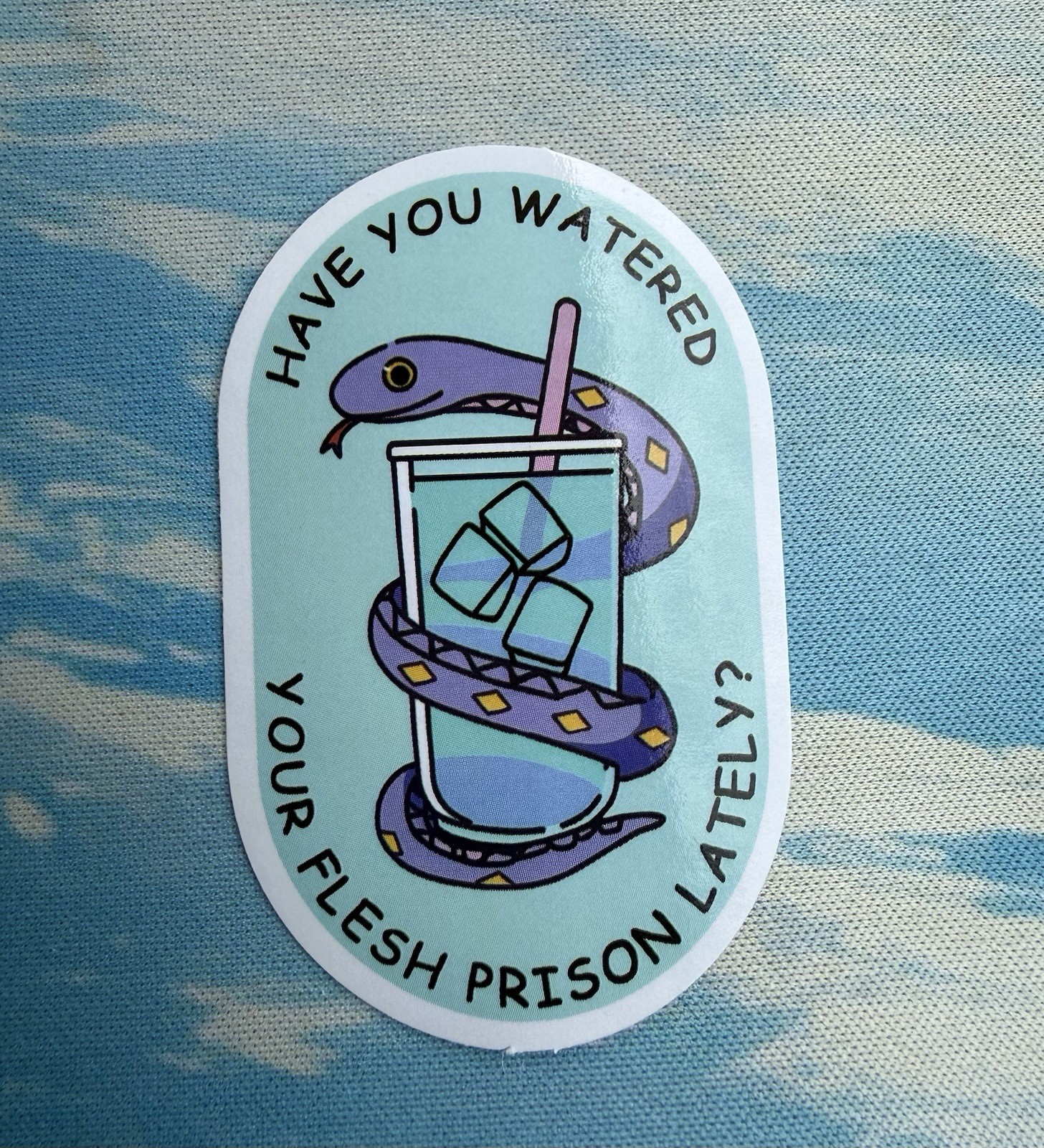 Snake Humor Vinyl Oval Sticker Removable Decorative For Laptop Water Bottle
