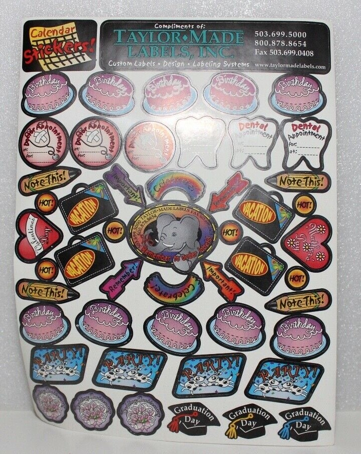 LOT OF 1650+ CALENDAR STICKERS CHILD REMINDER IMPORTANT DENTIST GRADUATION APPT