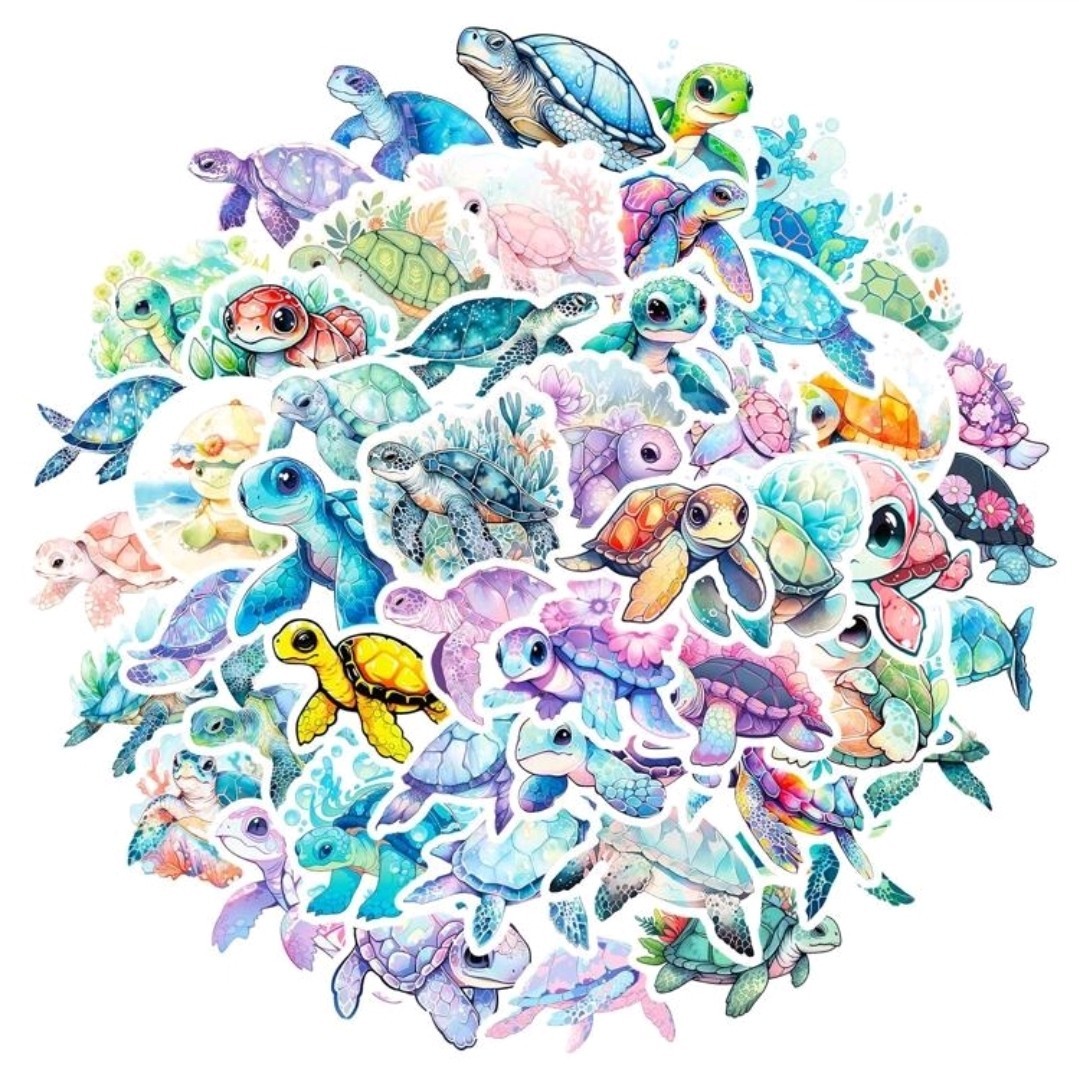 15 Pcs Sea Turtle Vinyl Stickers Waterproof Laptop Bottle Scrapbooking