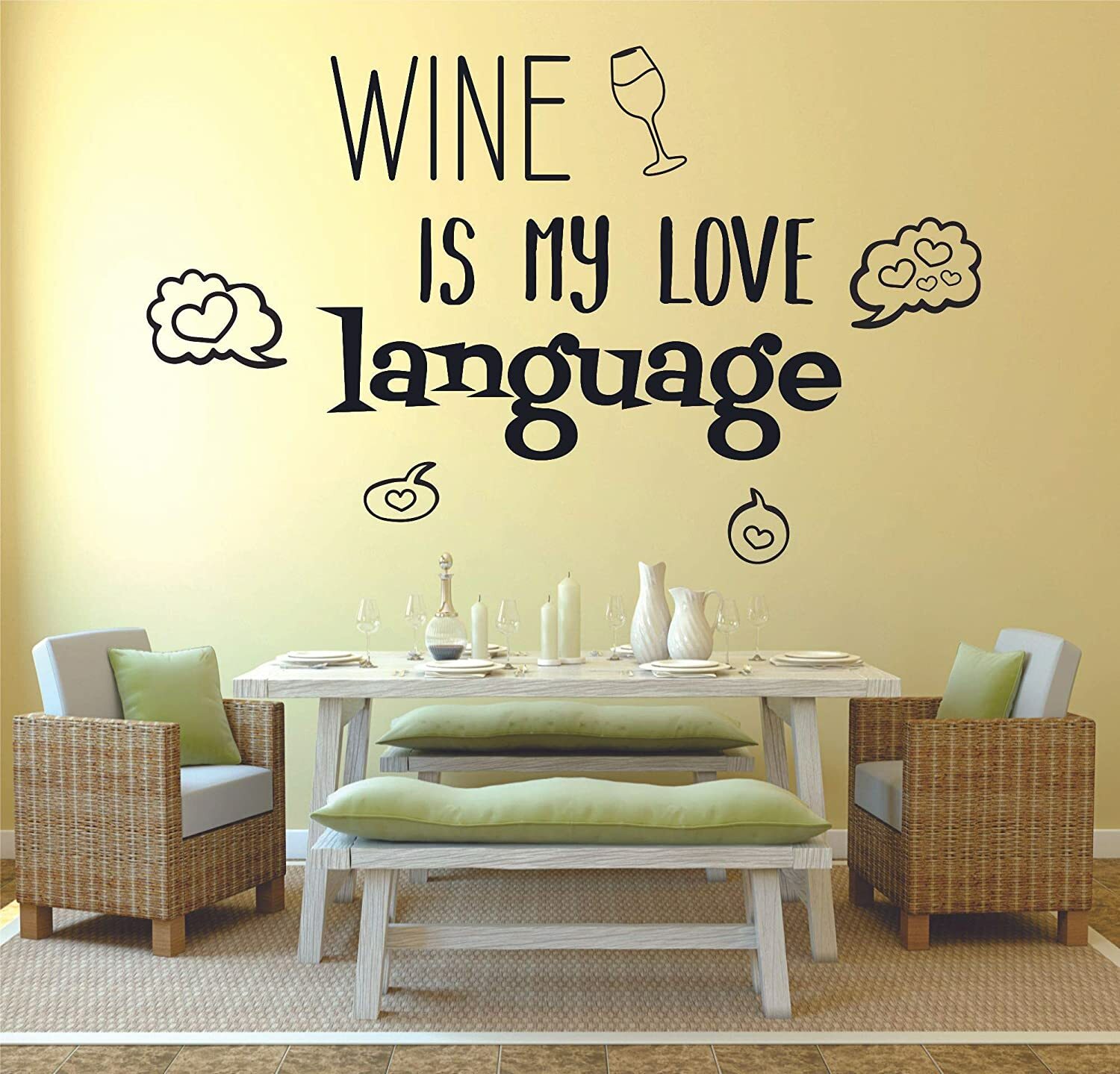 Wine Is My Language Quotes Vinyl Art Sticker Home Room Bar Cellar Wall Decals