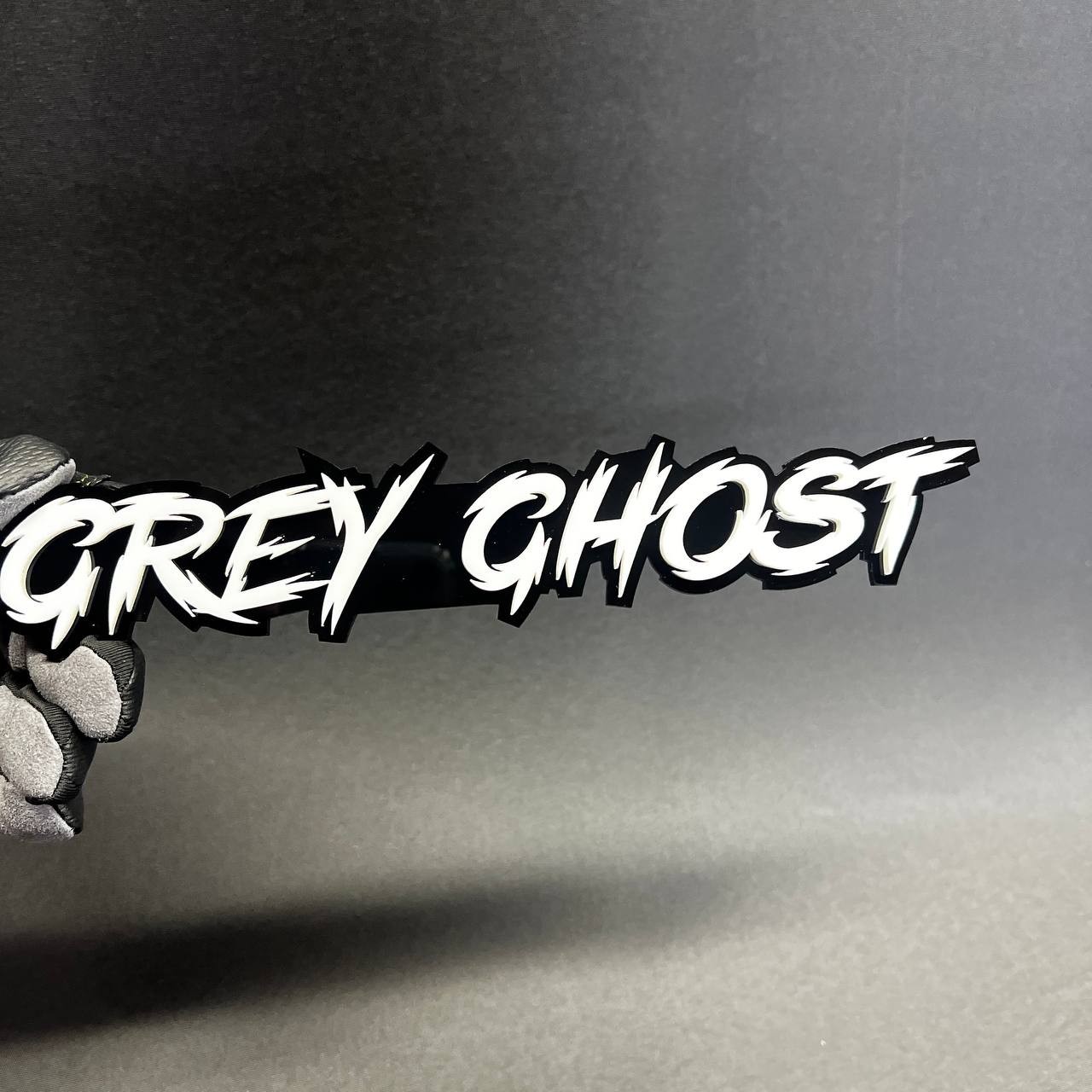 1x GREY GHOST Custom Text 3D Acrylic Car Emblem Badge Multicolor Fender Decal