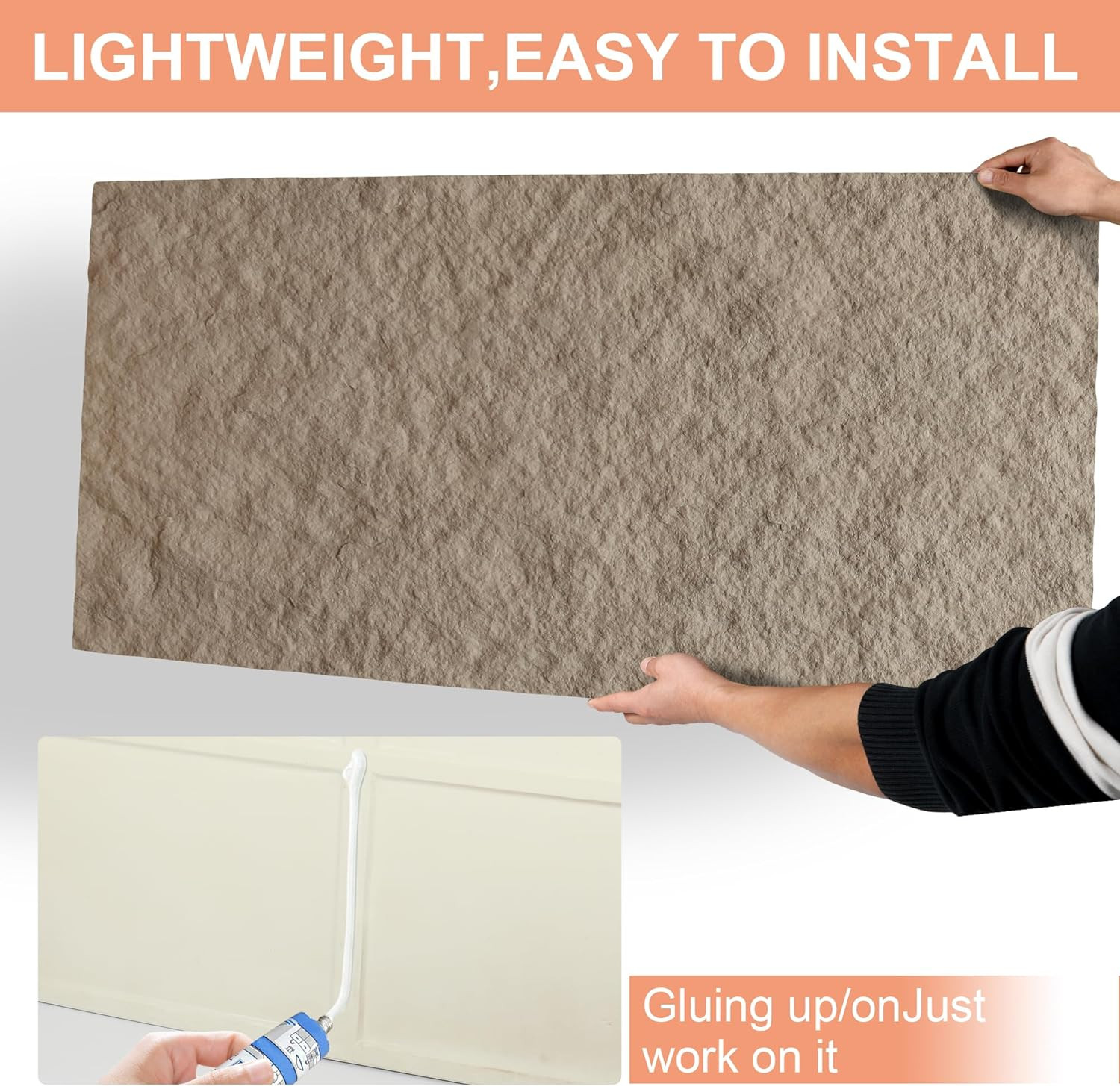 3D Faux Stone Wall Panels – 4 PCS Cement Texture Wainscoting for Home Decor