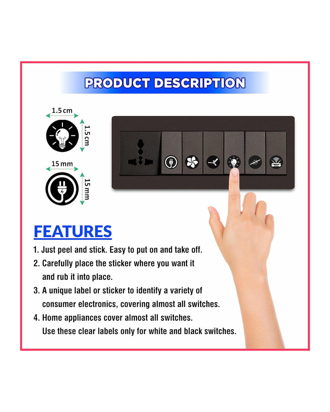 Switch Board Stickers Black and White | Switch Id Sticker Vinyl Labels 3-A4 Shee