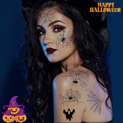 20 Sheets New Halloween Holiday Face Makeup And Terror Spider Design Stickers