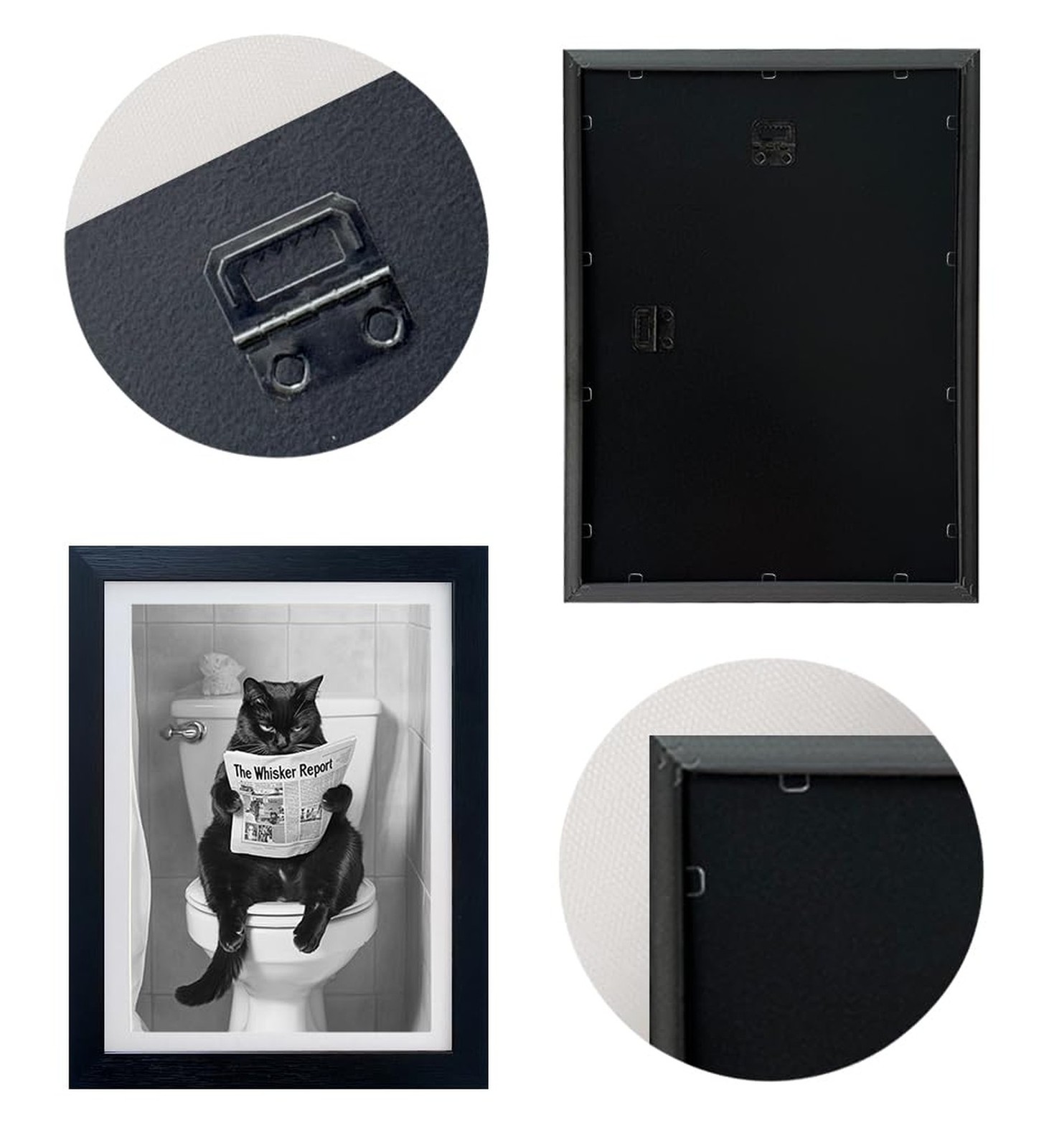 Black Cat Bathroom Wall Art Black and White Cat on Toilet Picture Wall Decor …