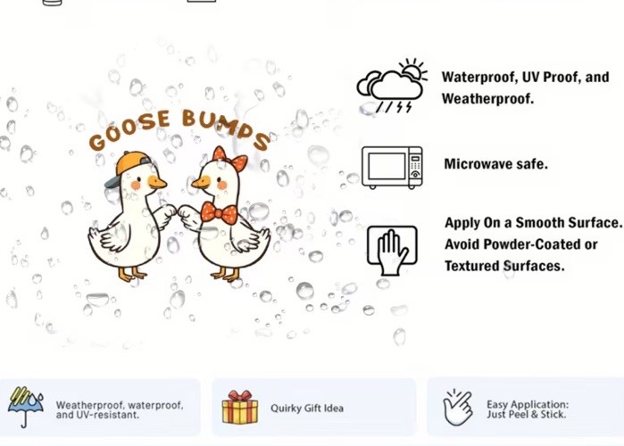 Goose Bumps Sticker Decal Funny Humor Cute