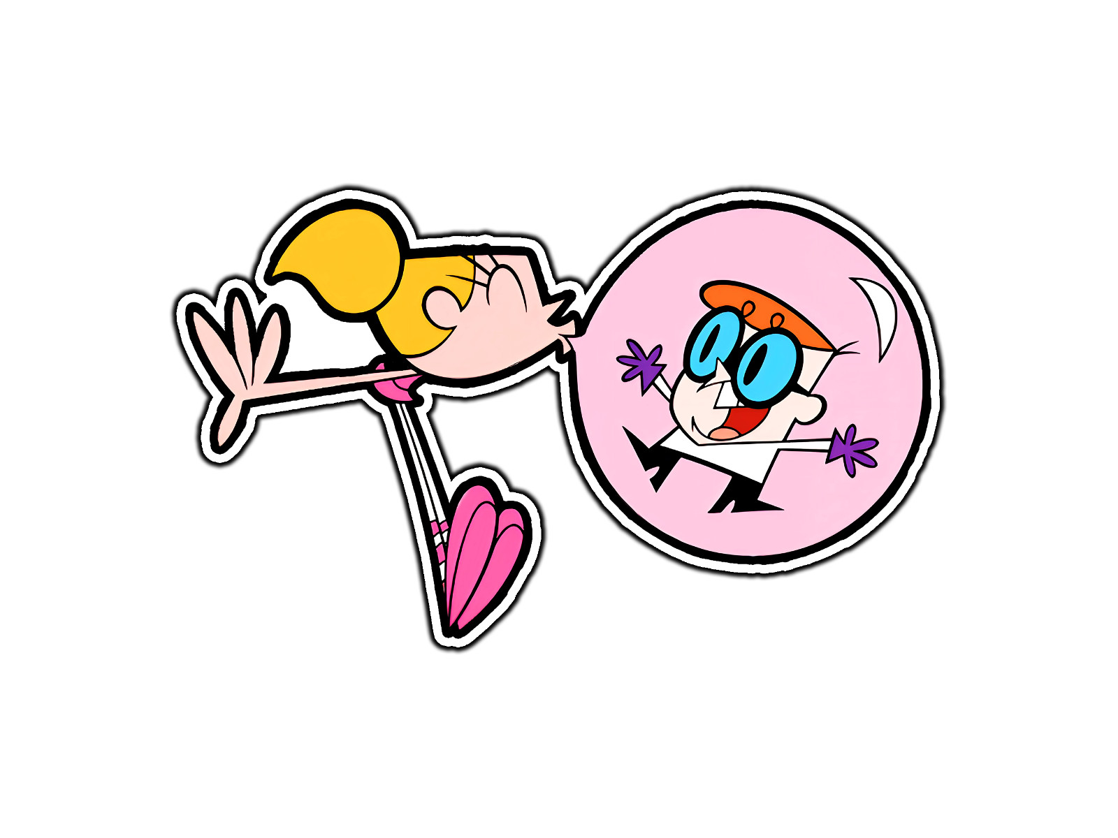 #1135 Dee Dee Blowing Dexter Bubblegum Animated Cartoon Sticker Waterproof Vinyl