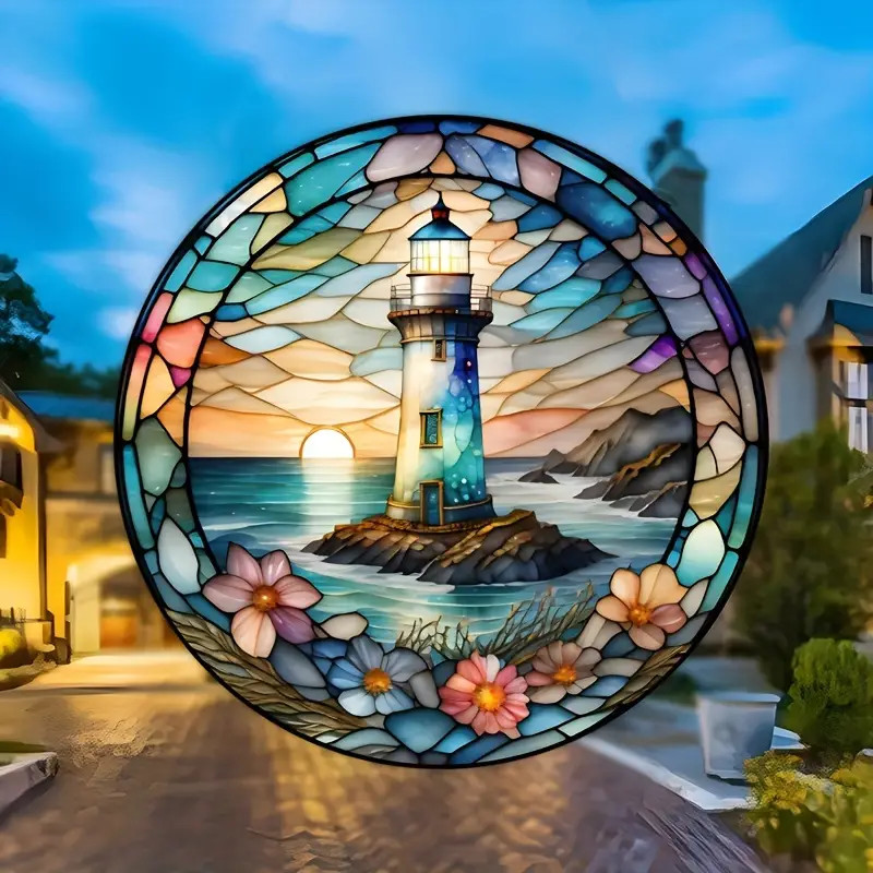 Lighthouse Sea Anti-Static PVC Window Sticker for Car, RV, and Home Decor