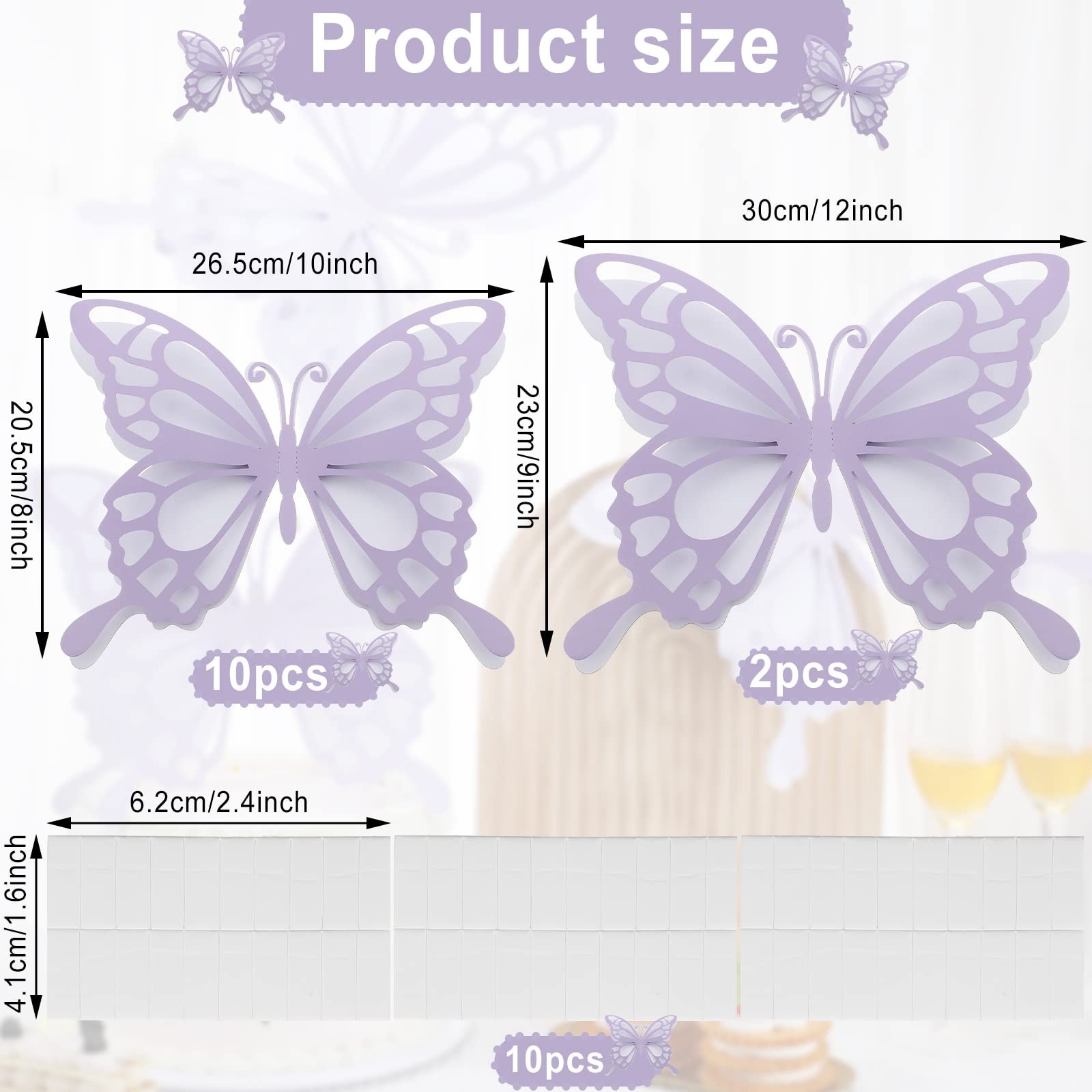 12 Pcs 3D Large Butterfly Party Decoration 12 Inch 10 Inch Big Butterfly Cent…