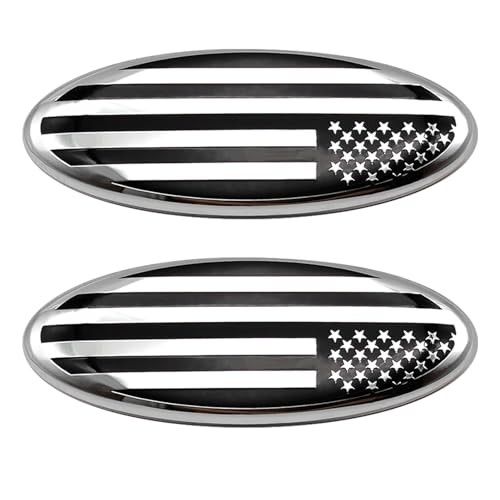2PCS 9 Inch Front Grille Rear Tailgate Emblem Compatible with 04-14 9in Silver