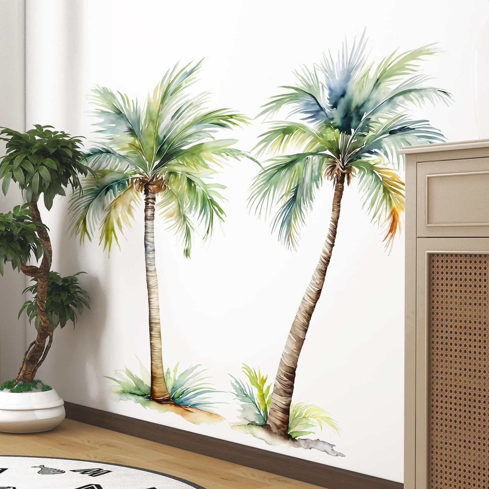 Tanlaby Large Palm Tree Wall Stickers Tropical Plants Wall Decals Watercolor …