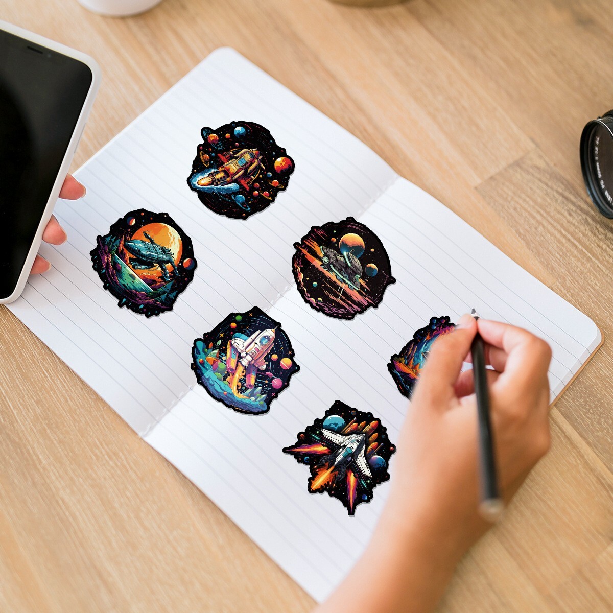 50Pcs Stickers Spaceship Galaxy Outer Space Laptop Luggage Car Graffiti Vinyl