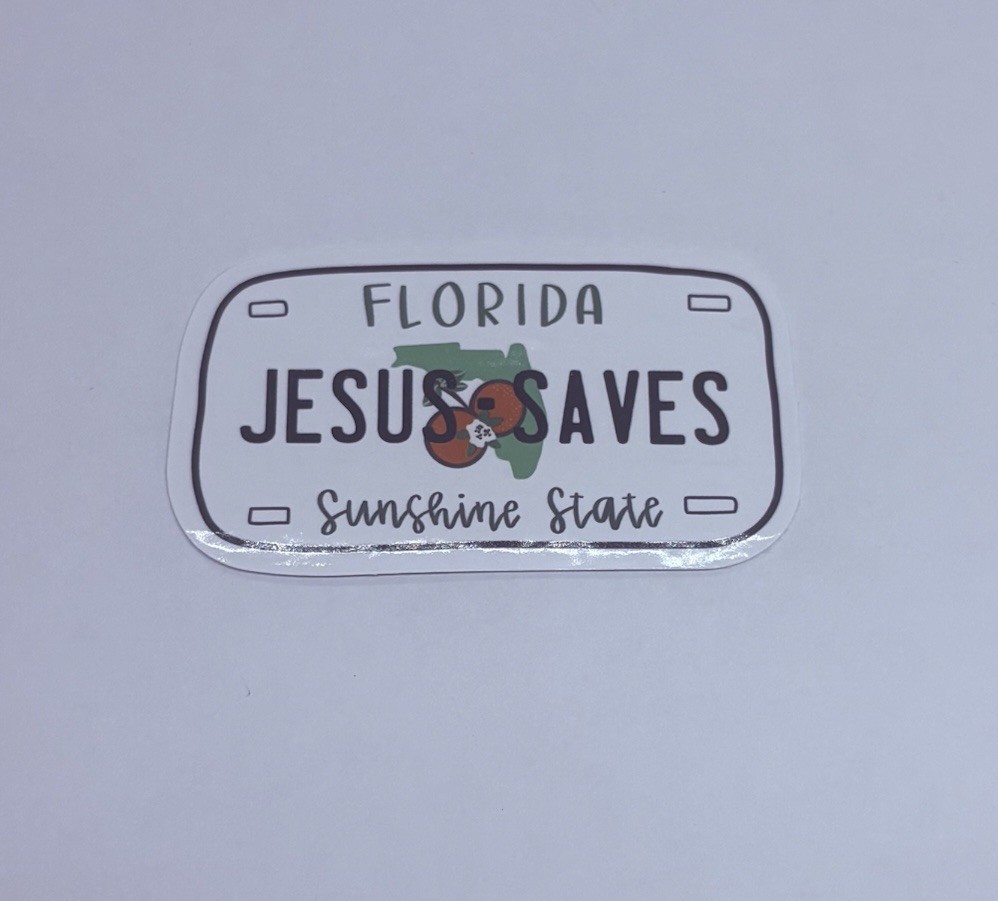 Florida Novelty License Plate Sticker Jesus Saves Art Decal Vinyl Souvenir Tc6