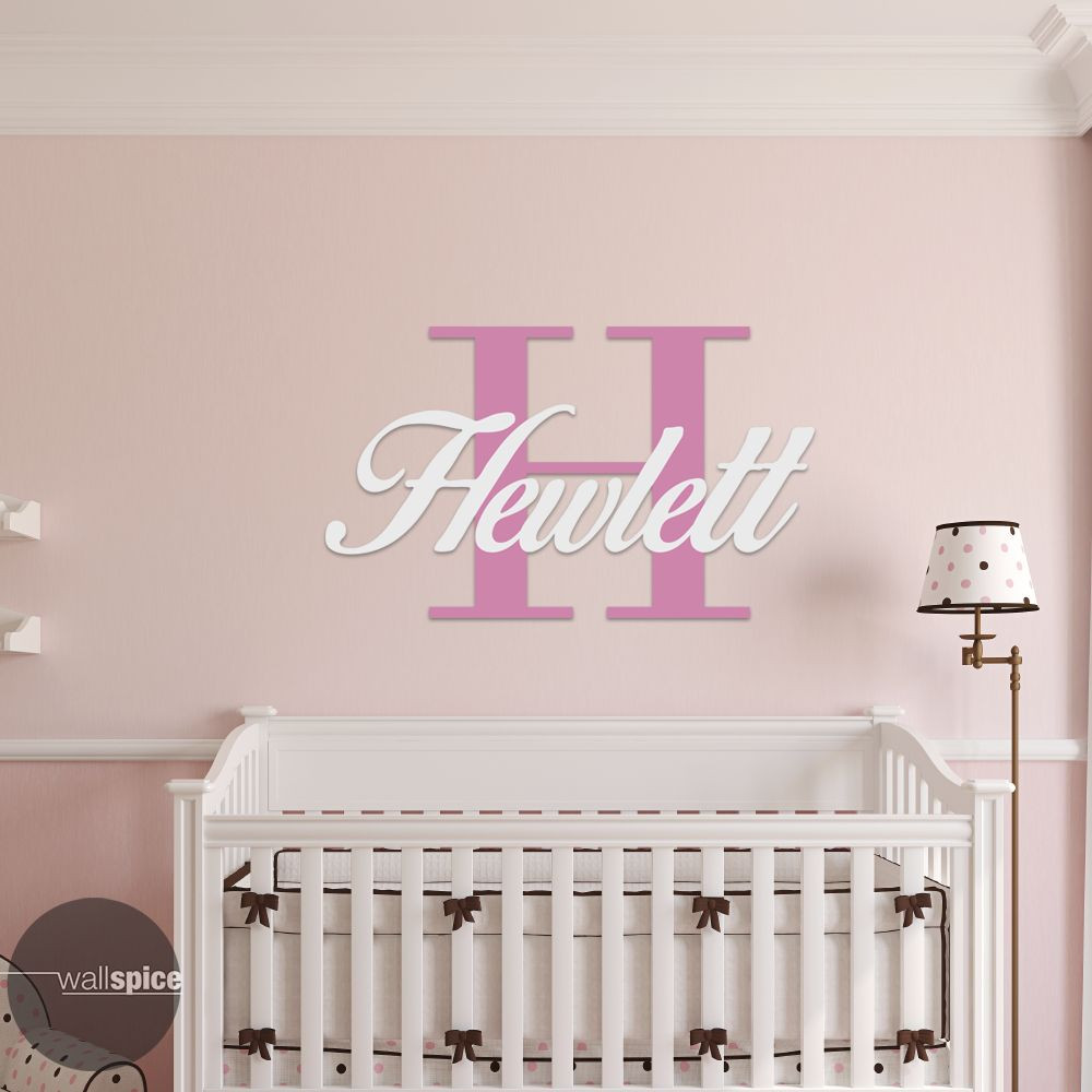 Personalized Family Name Monogram With Initial (2 Color Combo) Vinyl Wall Decal