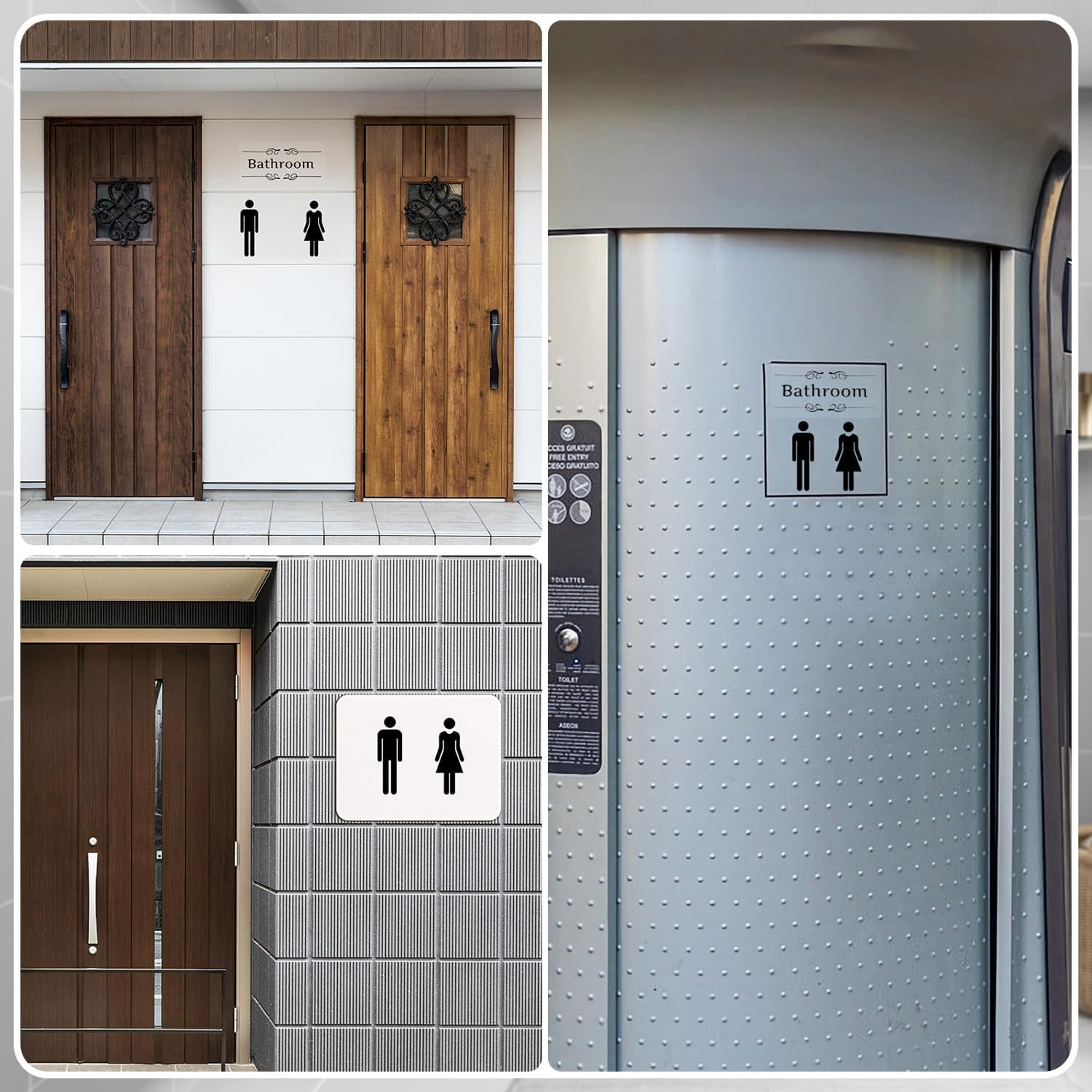 Bathroom Stickers for Door, Acrylic Adhesive Men and Women Door Signs | Toilet W