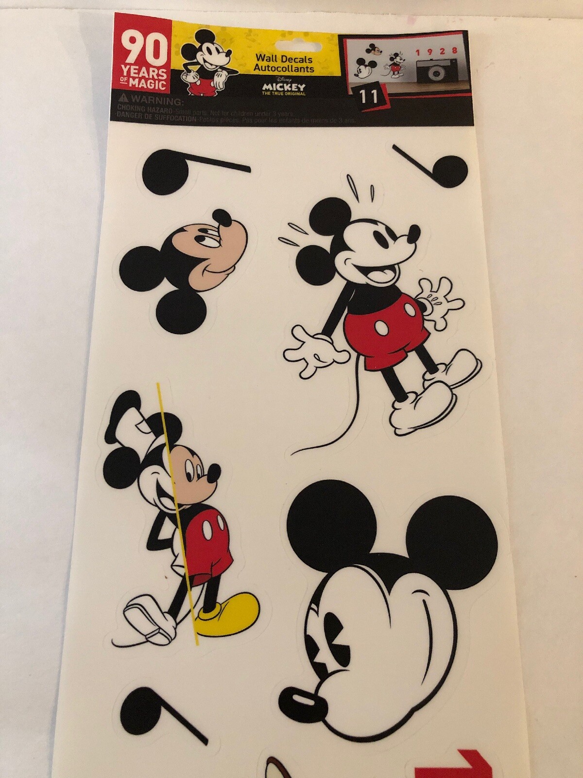 Mickey Mouse wall stickers 11 re-position-able decals room decor 6" X 17" sheet