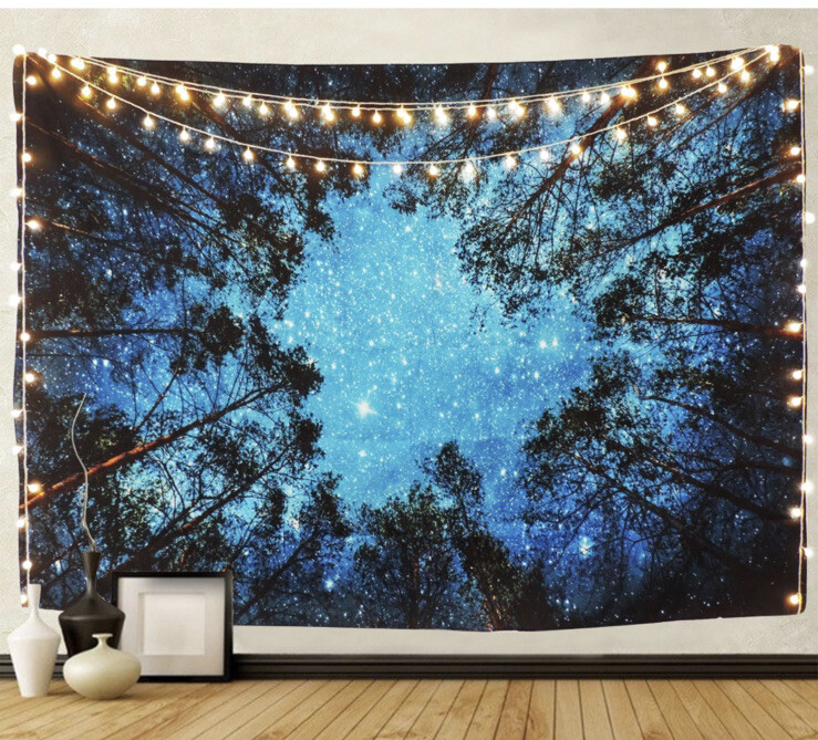 Forest Starry Tapestry Starry Sky Tapestry Moon and Stars Tapestry Galaxy