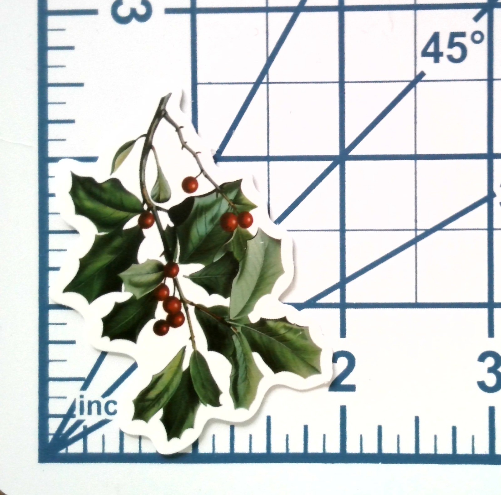 Vinyl Sticker Die Cut Holly Sprig Decal Red Berries Christmas Winter Journal