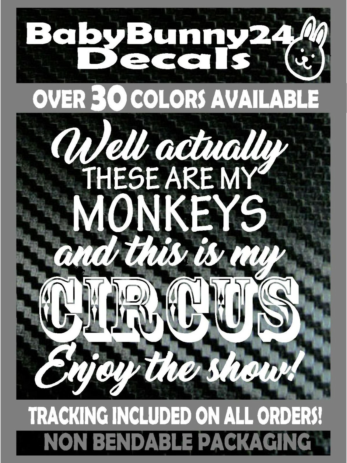 This is my Circus These Are My Monkeys Mom Life Baby Car Van Vinyl Decal Sticker