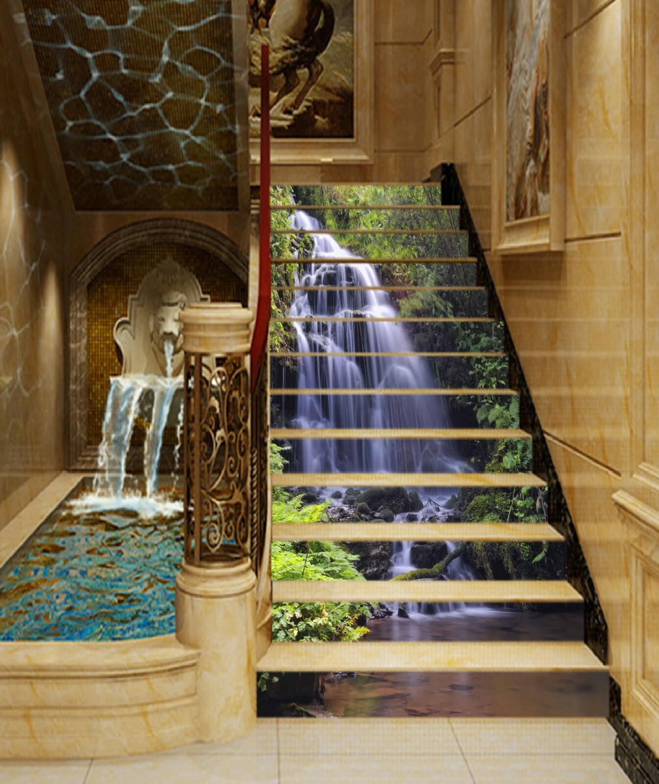 3D Woods Waterfall 999NA Stair Risers Decoration Photo Mural Decal Wallpaper Fay