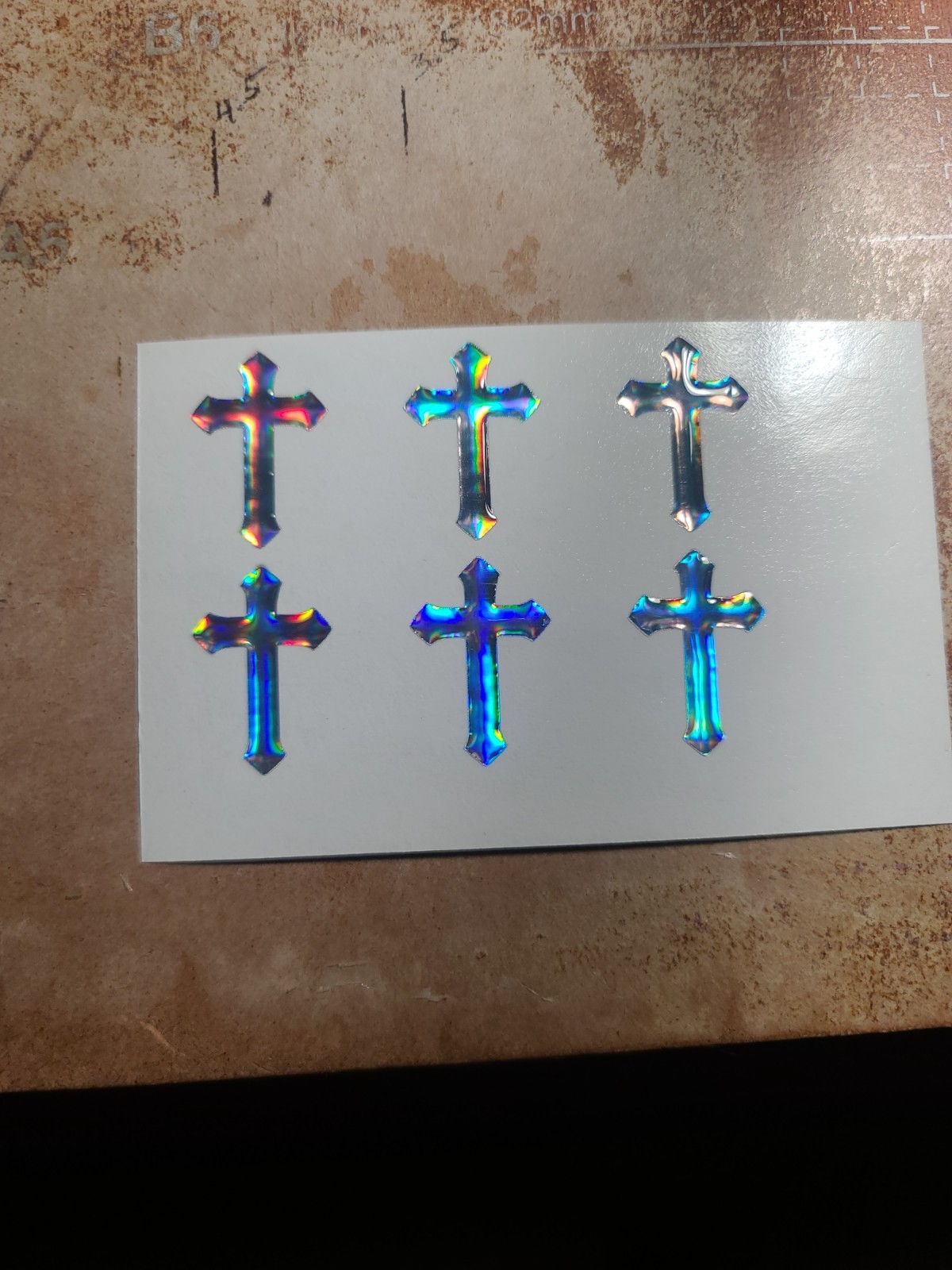 Holographic Religious Resin Cross Mini Decal Stickers Oil Slick Shine (1-inch)