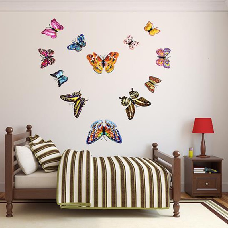12Pcs – 3D/Luminous Butterfly Wall Stickers Double Layer Decals Home Art/ Decor