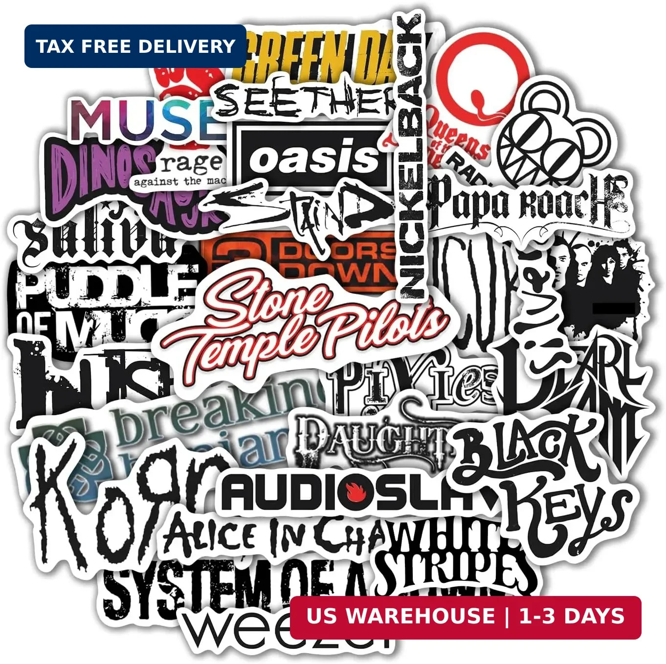 36Pcs Grunge Stickers, 90's Grunge Music, Rock Stickers, Rock Band Decals, Music